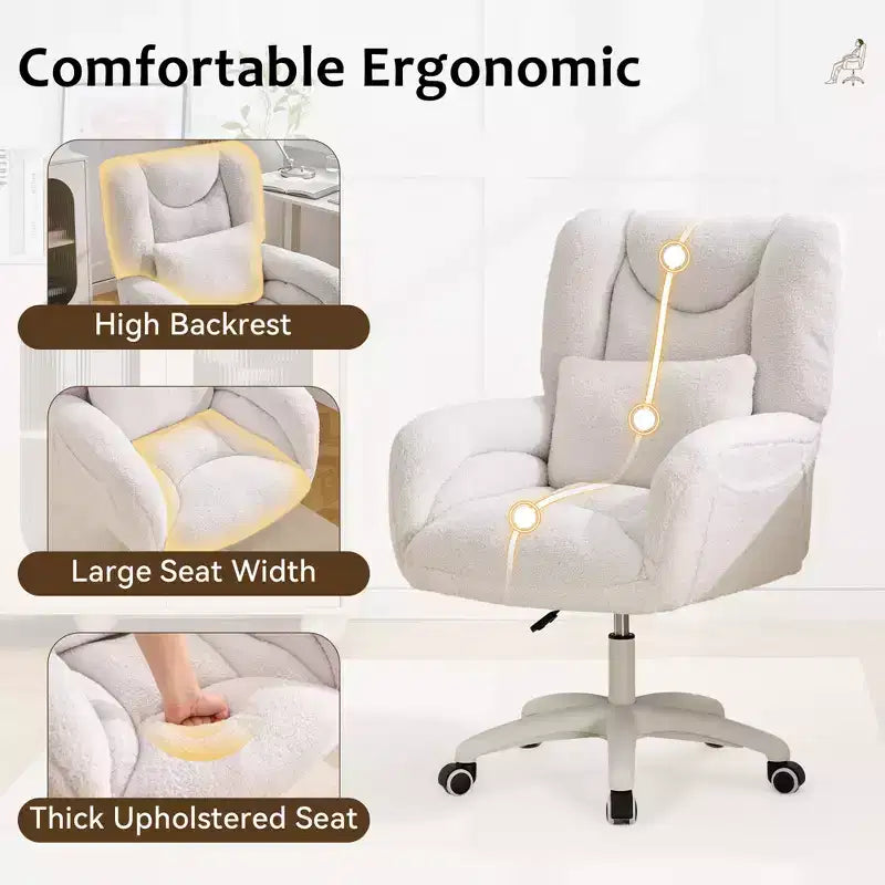 Chaise de bureau pivotante Teddy, fauteuil avec hauteur réglable, roulettes pour bureau, chambre - ModernLuxe