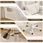 Chaise de bureau pivotante Teddy, fauteuil avec hauteur réglable, roulettes pour bureau, chambre - ModernLuxe