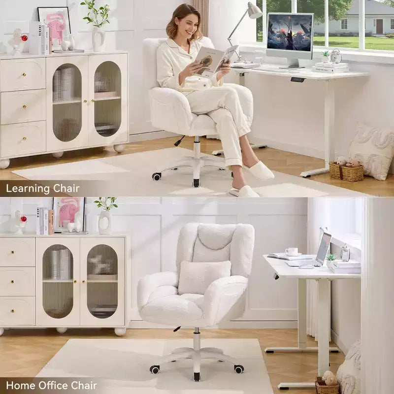 Chaise de bureau pivotante Teddy, fauteuil avec hauteur réglable, roulettes pour bureau, chambre - ModernLuxe