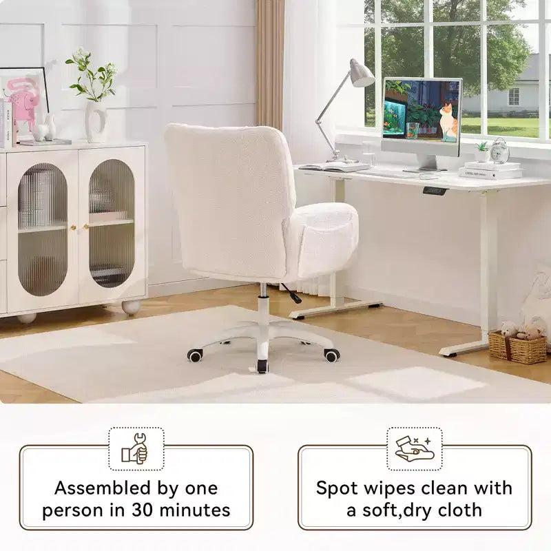 Chaise de bureau pivotante Teddy, fauteuil avec hauteur réglable, roulettes pour bureau, chambre - ModernLuxe