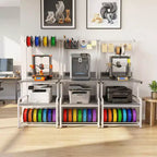 Besiost Grande Table d'Imprimante avec Rangement 4 Niveaux et Station de Charge, Table d'Imprimante 3D avec Rangement de Filament et Roulettes