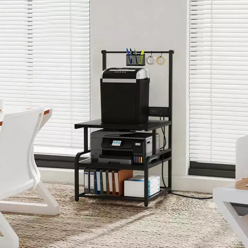 Besiost Grande Table d'Imprimante avec Rangement 4 Niveaux et Station de Charge, Table d'Imprimante 3D avec Rangement de Filament et Roulettes