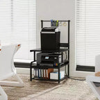 Besiost Grande Table d'Imprimante avec Rangement 4 Niveaux et Station de Charge, Table d'Imprimante 3D avec Rangement de Filament et Roulettes