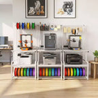 Besiost Grande Table d'Imprimante avec Rangement 4 Niveaux et Station de Charge, Table d'Imprimante 3D avec Rangement de Filament et Roulettes