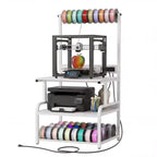 Besiost Grande Table d'Imprimante avec Rangement 4 Niveaux et Station de Charge, Table d'Imprimante 3D avec Rangement de Filament et Roulettes