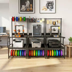 Besiost Grande Table d'Imprimante avec Rangement 4 Niveaux et Station de Charge, Table d'Imprimante 3D avec Rangement de Filament et Roulettes