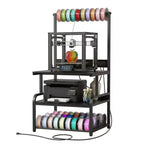 Besiost Grande Table d'Imprimante avec Rangement 4 Niveaux et Station de Charge, Table d'Imprimante 3D avec Rangement de Filament et Roulettes