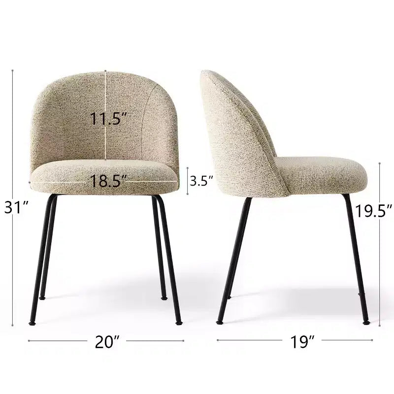 Lot de 8 chaises de salle à manger modernes en lin, sans accoudoirs, avec dossier rembourré et pieds en métal - Panipeachy