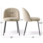Lot de 8 chaises de salle à manger modernes en lin, sans accoudoirs, avec dossier rembourré et pieds en métal - Panipeachy