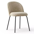 Lot de 8 chaises de salle à manger modernes en lin, sans accoudoirs, avec dossier rembourré et pieds en métal - Panipeachy