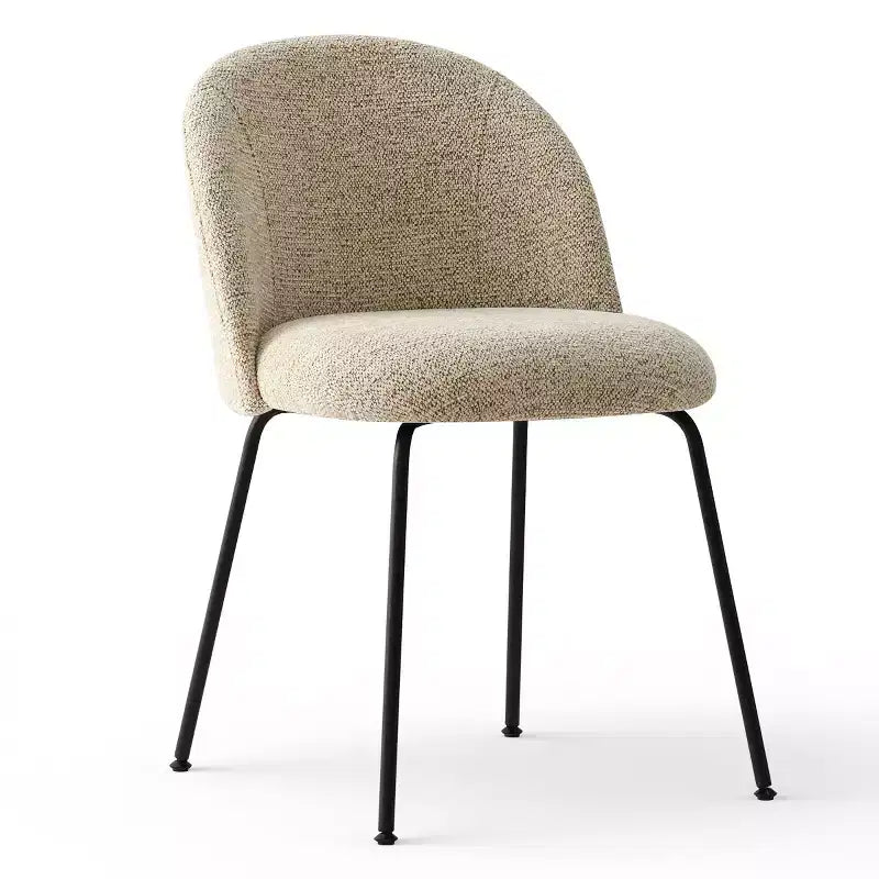 Lot de 8 chaises de salle à manger modernes en lin, sans accoudoirs, avec dossier rembourré et pieds en métal - Panipeachy