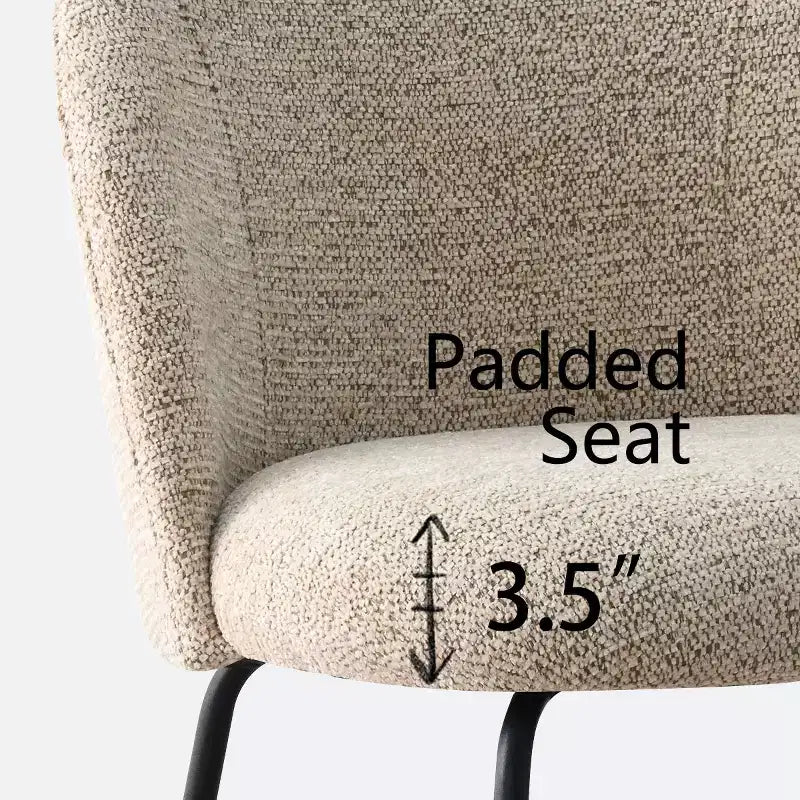Lot de 8 chaises de salle à manger modernes en lin, sans accoudoirs, avec dossier rembourré et pieds en métal - Panipeachy