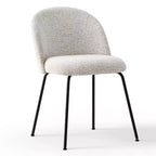 Lot de 8 chaises de salle à manger modernes en lin, sans accoudoirs, avec dossier rembourré et pieds en métal - Panipeachy