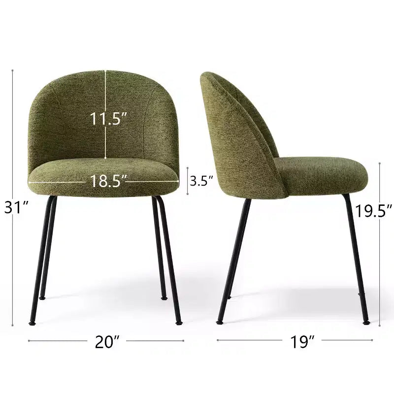 Lot de 8 chaises de salle à manger modernes en lin, sans accoudoirs, avec dossier rembourré et pieds en métal - Panipeachy