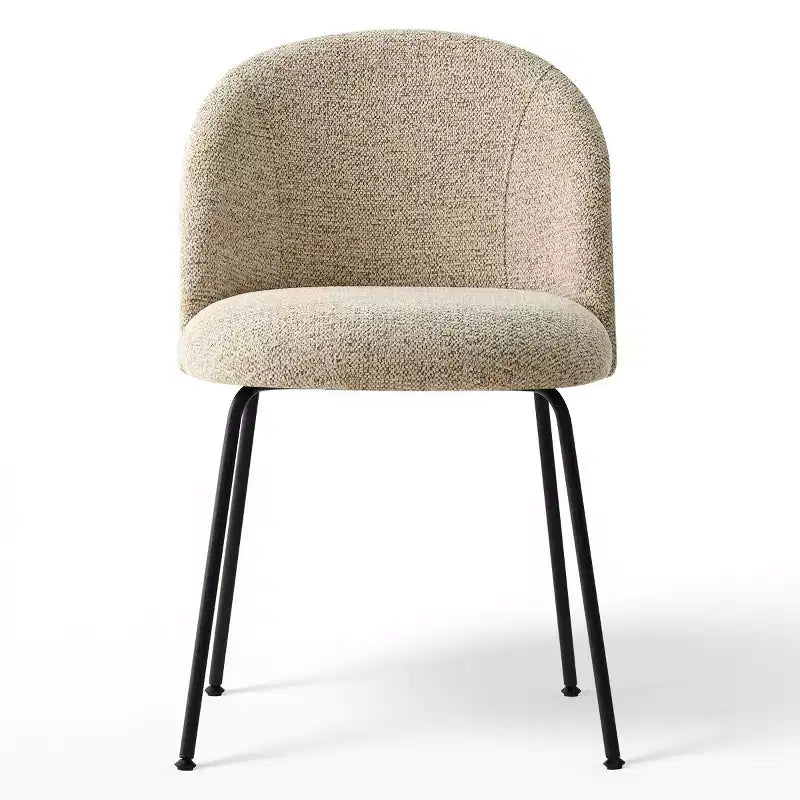 Lot de 8 chaises de salle à manger modernes en lin, sans accoudoirs, avec dossier rembourré et pieds en métal - Panipeachy