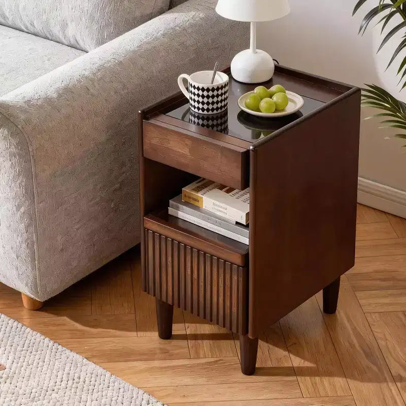 Table de Chevet 1 Tiroir en Bois, Élégante et Fonctionnelle pour Chambre à Coucher ou Salon
