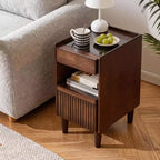 Table de Chevet 1 Tiroir en Bois, Élégante et Fonctionnelle pour Chambre à Coucher ou Salon