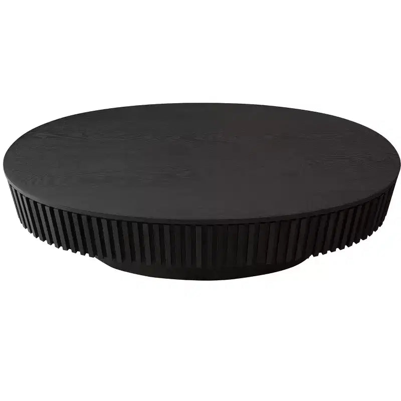 Table basse ovale avec rangement, table basse moderne en bois pour salon, noire