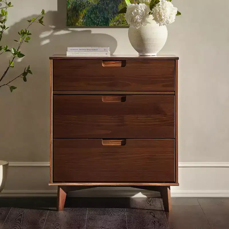 Commode à 3 tiroirs en bois de style moderne du milieu du siècle - Walker Edison