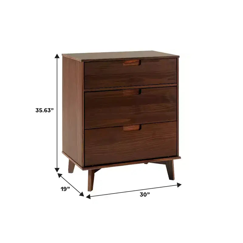 Commode à 3 tiroirs en bois de style moderne du milieu du siècle - Walker Edison