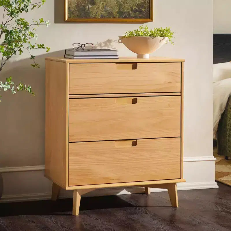Commode à 3 tiroirs en bois de style moderne du milieu du siècle - Walker Edison