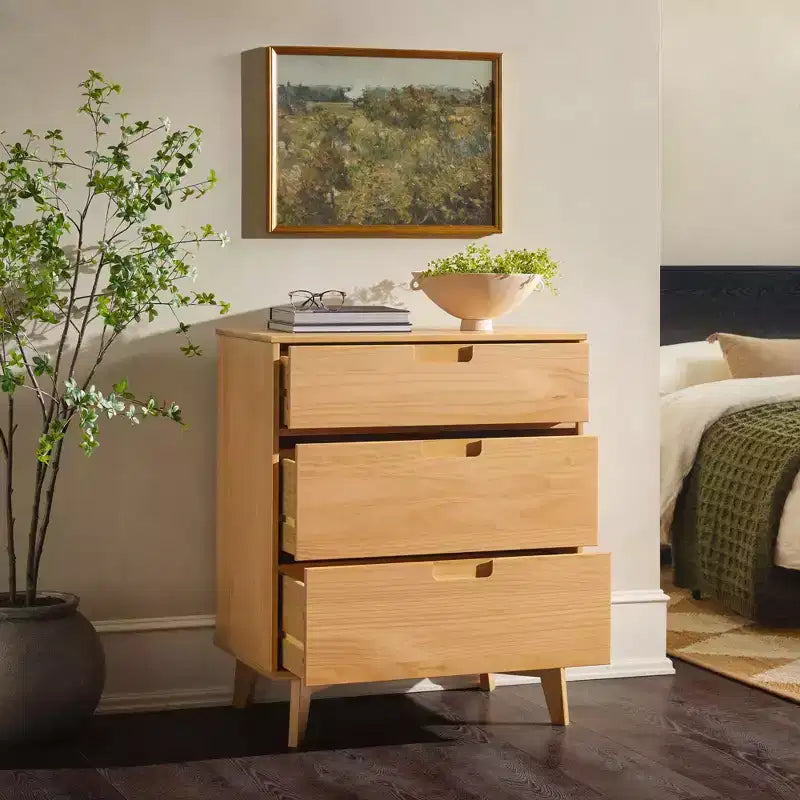 Commode à 3 tiroirs en bois de style moderne du milieu du siècle - Walker Edison