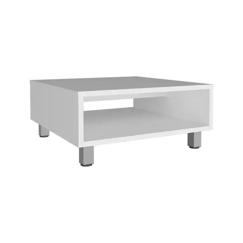 Jolie petite marque de jouets Eclipse 10 H Table basse carrée minimaliste avec rangement ouvert Blanc