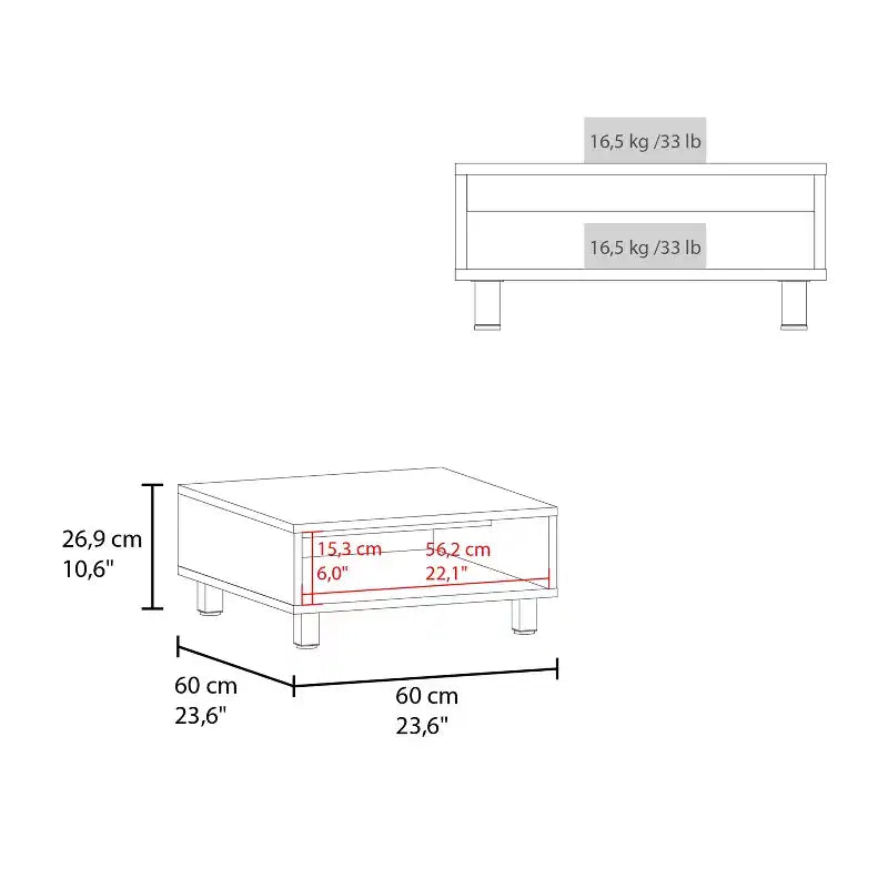 Jolie petite marque de jouets Eclipse 10 H Table basse carrée minimaliste avec rangement ouvert Blanc
