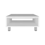 Jolie petite marque de jouets Eclipse 10 H Table basse carrée minimaliste avec rangement ouvert Blanc
