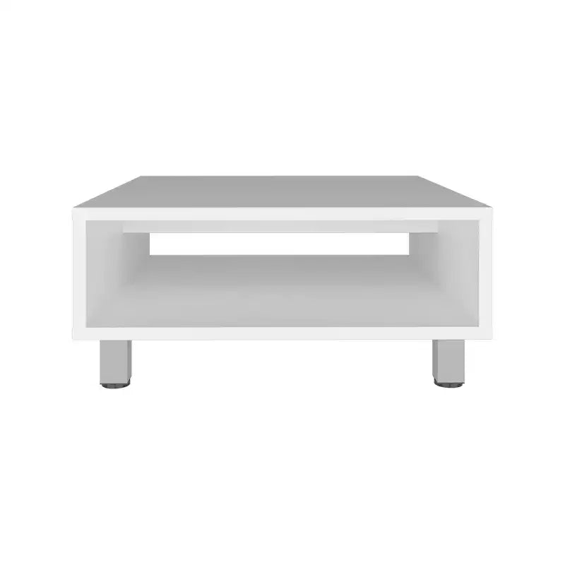 Jolie petite marque de jouets Eclipse 10 H Table basse carrée minimaliste avec rangement ouvert Blanc