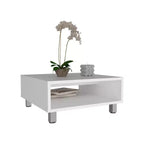 Jolie petite marque de jouets Eclipse 10 H Table basse carrée minimaliste avec rangement ouvert Blanc