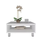 Jolie petite marque de jouets Eclipse 10 H Table basse carrée minimaliste avec rangement ouvert Blanc