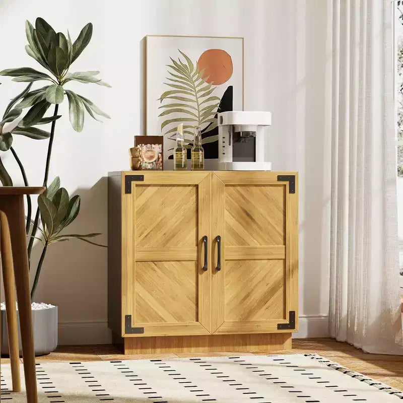 Buffet de salle à manger ou de cuisine de style ferme moderne de 80 cm avec portes et étagères réglables - Marron