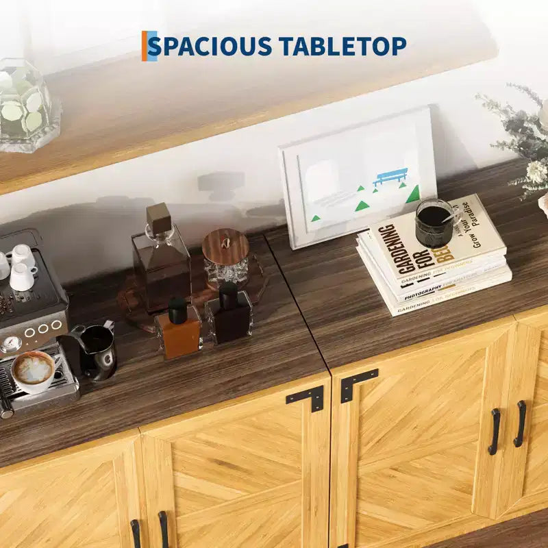 Buffet de salle à manger ou de cuisine de style ferme moderne de 80 cm avec portes et étagères réglables - Marron