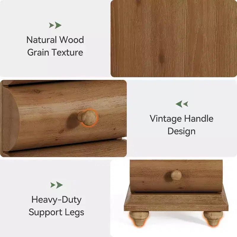 Table d'appoint Lantine en bois massif, table d'appoint étroite avec 3 tiroirs et dos fini pour salon, petits espaces, marron