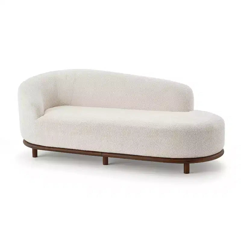 ModernLuxe Chaise Longue, Canapé Moderne du Milieu du Siècle avec Cadre en Bois d'Hévéa, Lit de Repos Orienté à Gauche pour Salon