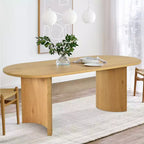 Table à manger ovale moderne avec pieds en C, grande table de cuisine élégante avec finition grain de bois pour la maison, le petit-déjeuner ou la salle à manger-Panipeachy