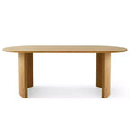 Table à manger ovale moderne avec pieds en C, grande table de cuisine élégante avec finition grain de bois pour la maison, le petit-déjeuner ou la salle à manger-Panipeachy
