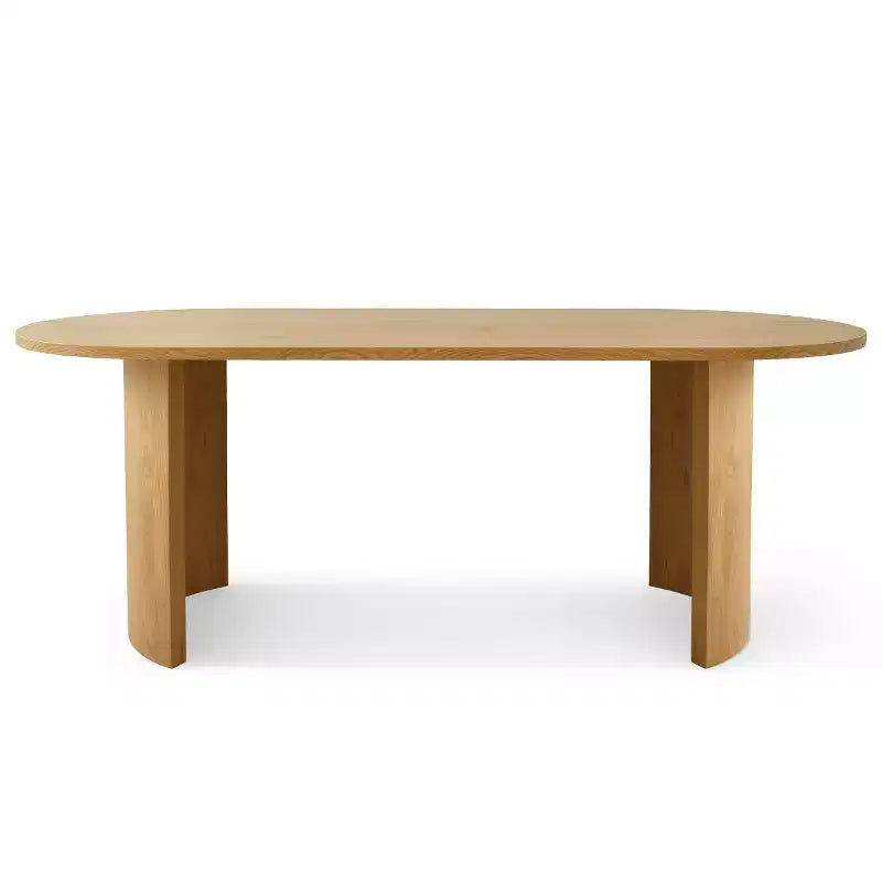 Table à manger ovale moderne avec pieds en C, grande table de cuisine élégante avec finition grain de bois pour la maison, le petit-déjeuner ou la salle à manger-Panipeachy