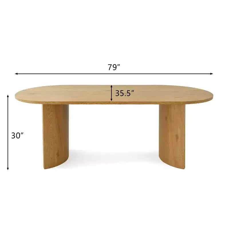 Table à manger ovale moderne avec pieds en C, grande table de cuisine élégante avec finition grain de bois pour la maison, le petit-déjeuner ou la salle à manger-Panipeachy