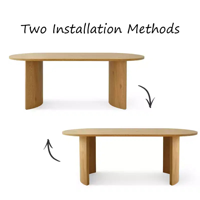Table à manger ovale moderne avec pieds en C, grande table de cuisine élégante avec finition grain de bois pour la maison, le petit-déjeuner ou la salle à manger-Panipeachy