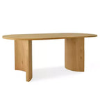 Table à manger ovale moderne avec pieds en C, grande table de cuisine élégante avec finition grain de bois pour la maison, le petit-déjeuner ou la salle à manger-Panipeachy