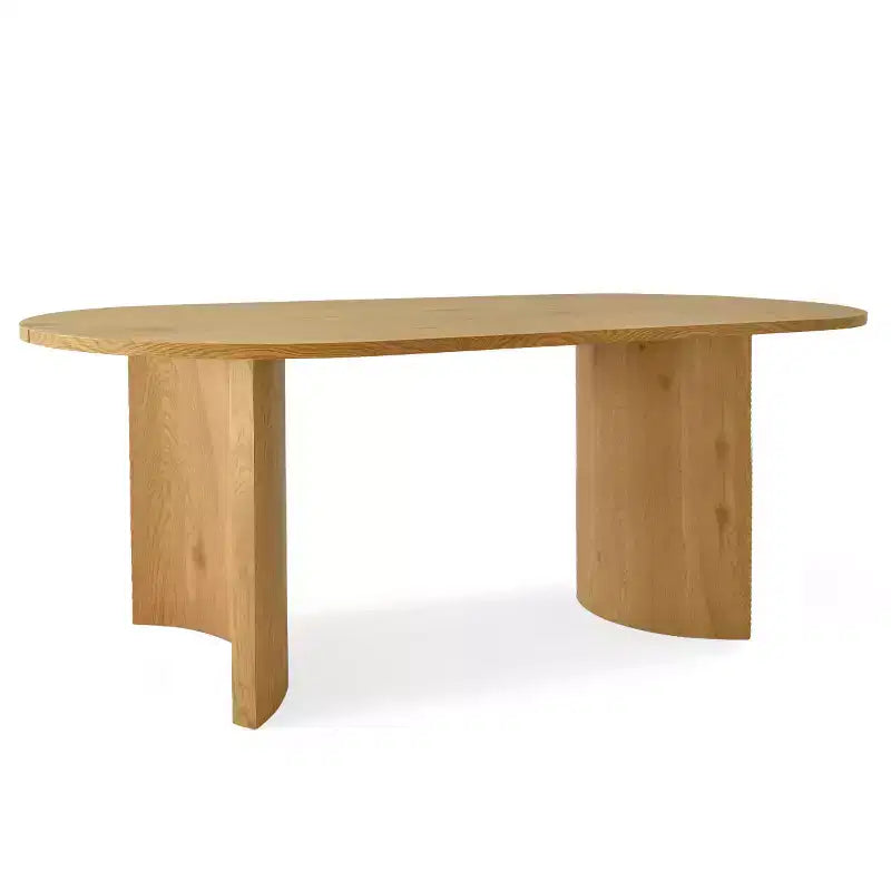 Table à manger ovale moderne avec pieds en C, grande table de cuisine élégante avec finition grain de bois pour la maison, le petit-déjeuner ou la salle à manger-Panipeachy
