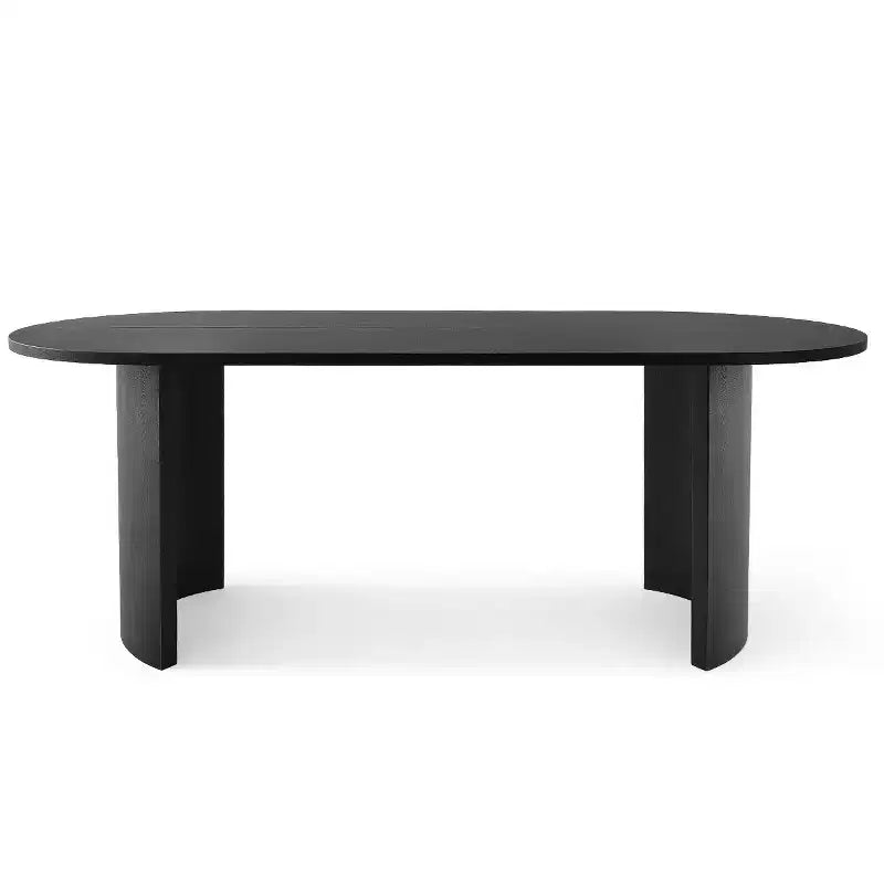 Table à manger ovale moderne avec pieds en C, grande table de cuisine élégante avec finition grain de bois pour la maison, le petit-déjeuner ou la salle à manger-Panipeachy