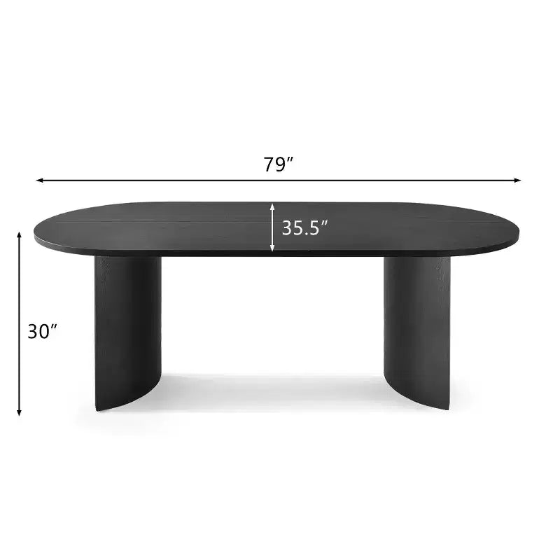 Table à manger ovale moderne avec pieds en C, grande table de cuisine élégante avec finition grain de bois pour la maison, le petit-déjeuner ou la salle à manger-Panipeachy