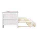 Lit de Repos Luxystar Twin XL à King Size avec 2 Tiroirs et Dossier Rembourré, Blanc+Rose