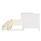Lit de Repos Luxystar Twin XL à King Size avec 2 Tiroirs et Dossier Rembourré, Blanc+Rose
