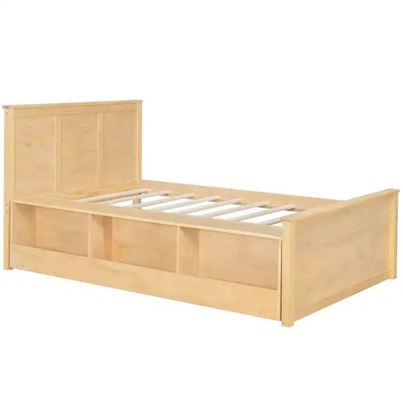 Lit plateforme moderne en bois Luxystar avec tête de lit, lit gigogne et meuble de rangement