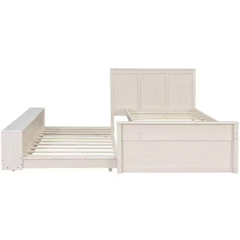 Lit plateforme moderne en bois Luxystar avec tête de lit, lit gigogne et meuble de rangement