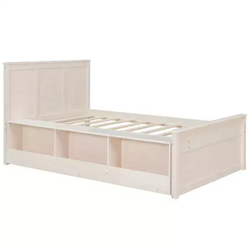 Lit plateforme moderne en bois Luxystar avec tête de lit, lit gigogne et meuble de rangement
